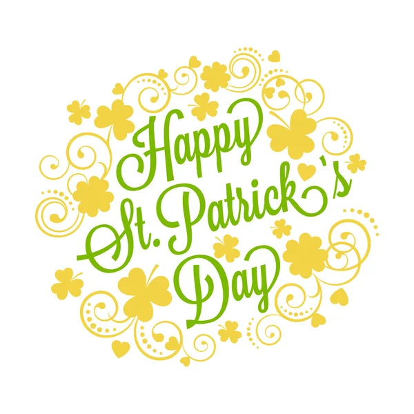 St. Patricks kaart met klaver en typografie — Stockvector