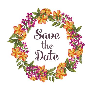 Çizilmiş vintage çiçek çelenk