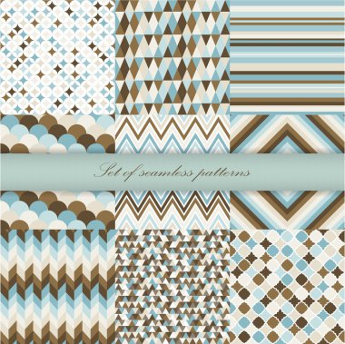 Set of seamless retro patterns. Vector illustration