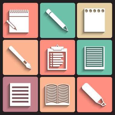 Web ve mobil düz simgeler kümesi