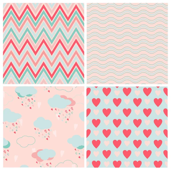Set of vector seamless love patterns. — Stock Vector