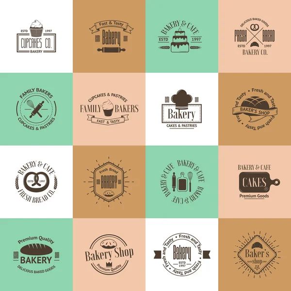 Placas de panadería vintage, etiquetas y logotipos — Vector de stock