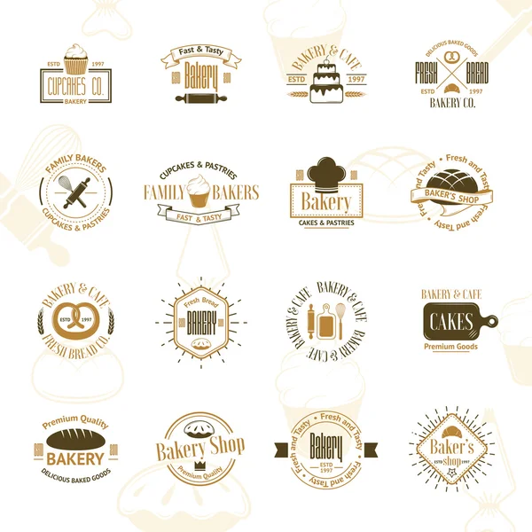 Placas de panadería vintage, etiquetas y logotipos — Vector de stock