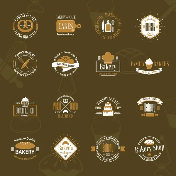 Emblemas de padaria vintage, rótulos e logotipos — Vetor de Stock