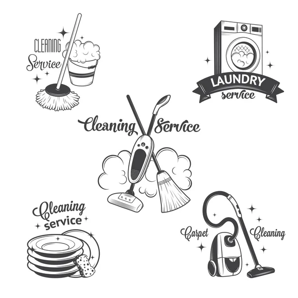 Set of vintage logos, labels and badges cleaning services — Stock Vector