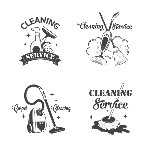 Комплект услуг по чистке винтажных логотипов, этикеток и значков — стоковый вектор