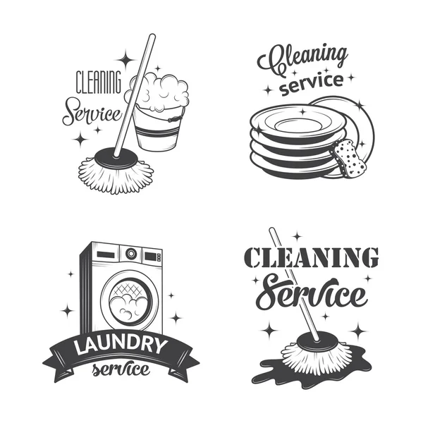 Vintage logolar, etiketleri ve rozetleri Temizlik Hizmetleri — Stok Vektör
