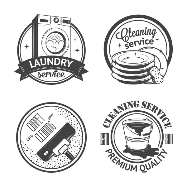 Uppsättning av vintage logos, etiketter och emblem städning — Stock vektor