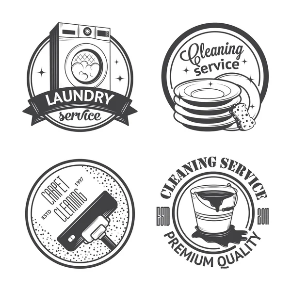 Conjunto de logotipos, etiquetas y distintivos vintage servicios de limpieza — Vector de stock