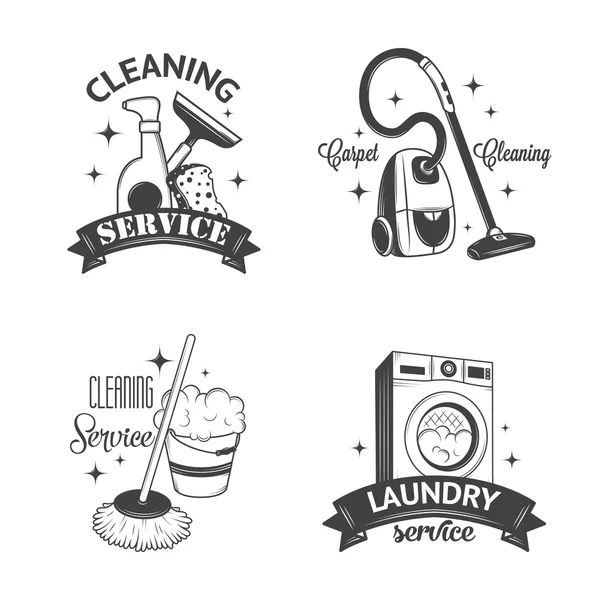 Conjunto de logotipos vintage, etiquetas e serviços de limpeza de crachás — Vetor de Stock