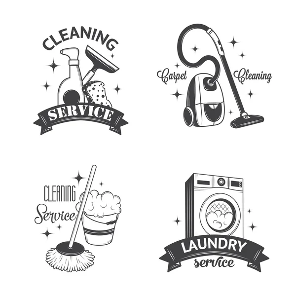 Set of vintage logos, labels and badges cleaning services — Stock Vector