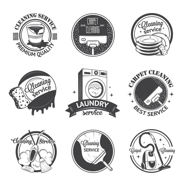 Set of vintage logos, labels and badges cleaning services — Stock Vector