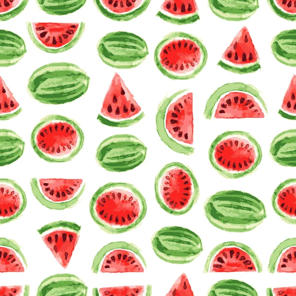 Wassermelonenmuster in Aquarell — Stockvektor