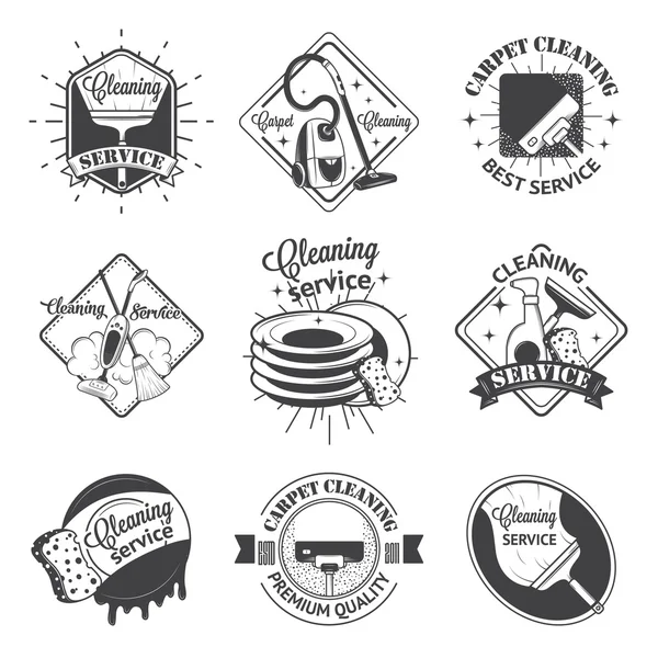 Set of vintage logos, labels and badges cleaning services — Stock Vector