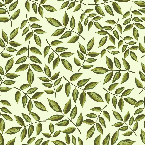 塗装の葉でシームレスなビンテージ パターン — ストックベクタ