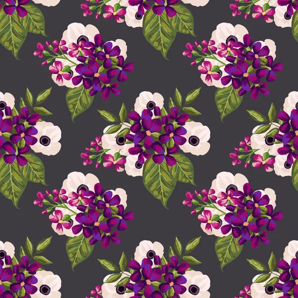 Seamless vintage pattern with painted flowers — Stock Vector