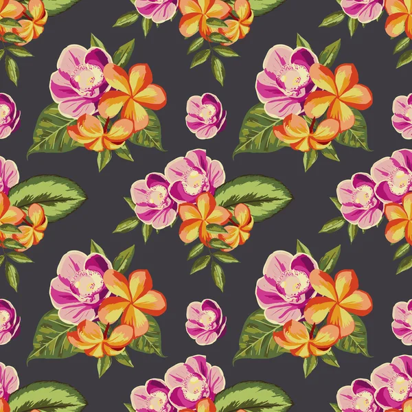 Seamless vintage pattern with painted flowers — Stock Vector