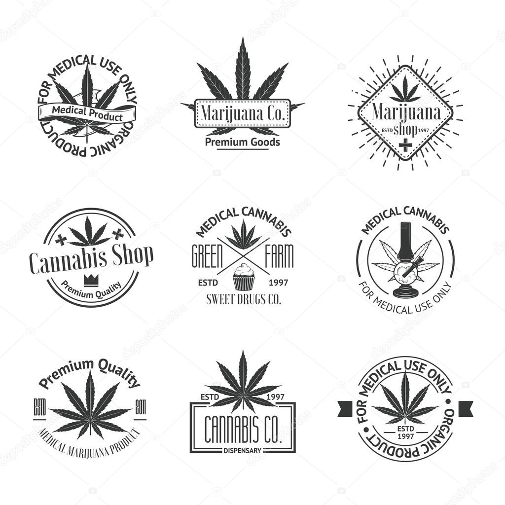Set of medical marijuana logos. Cannabis badges, labels and logos for your shop design