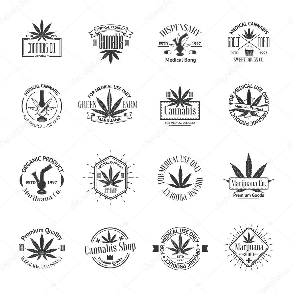 Set of medical marijuana logos. Cannabis badges, labels and logos