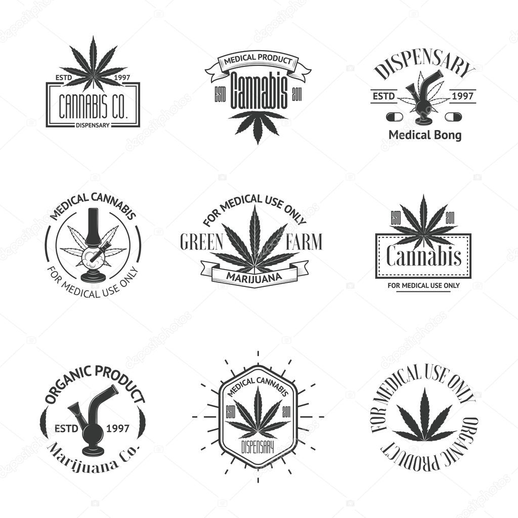 Set of medical marijuana logos. Cannabis badges, labels and logos for your shop design