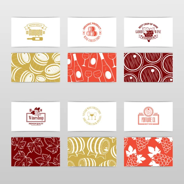Set of business cards. Templates for wine company — Stock Vector