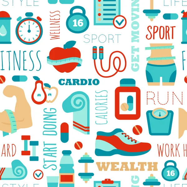 Fitness Spor öğeleri ve ifadelere Dikişsiz desen