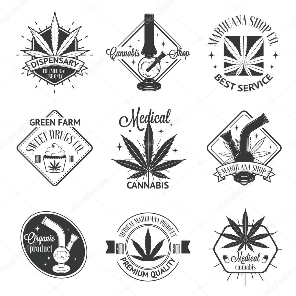 Set of medical marijuana logos. Cannabis badges, labels and logos