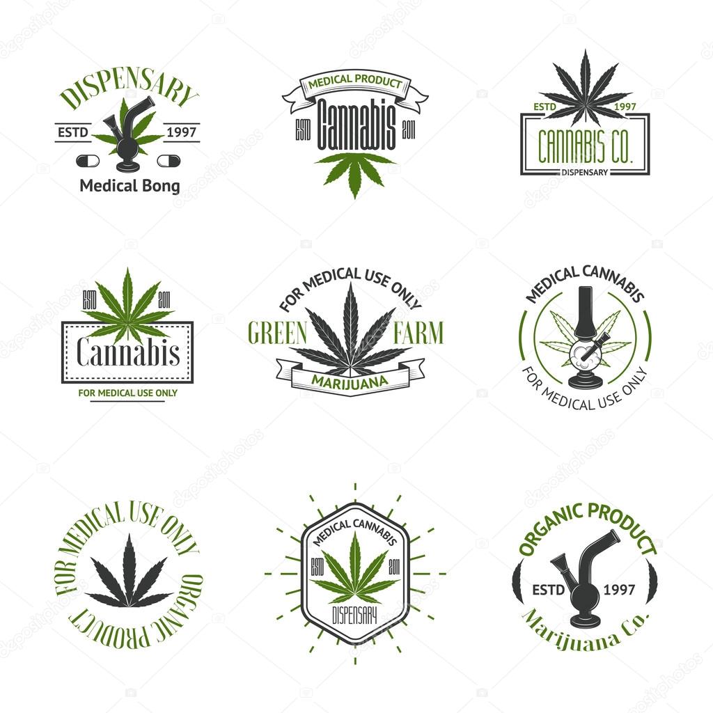 Set of medical marijuana logos. Cannabis badges, labels and logos Stock