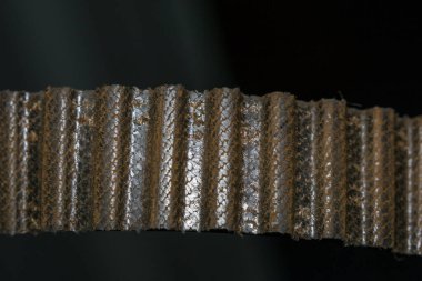 close-up photo of a used timing belt clipart