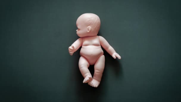 Ghost Baby Turn Head Back Body Dark Background Stop Motion — Stock Video