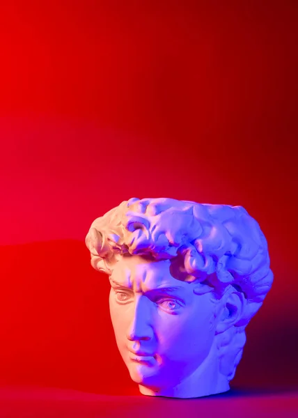 Гипсовая статуя головы Дэвида. Пластырь статуи Микеланджелоса Давида. — стоковое фото