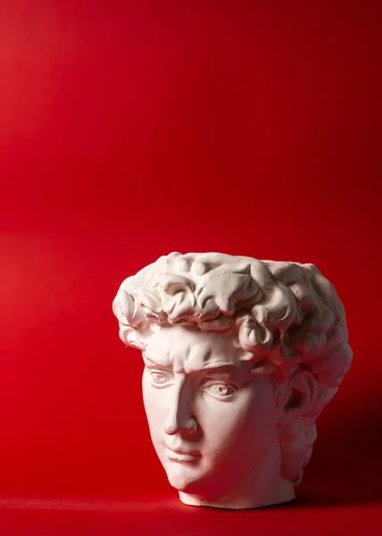 Gipsz szobor Davidék fejéről. Michelangelos Dávid szobor gipsz másolat. — Stock Fotó