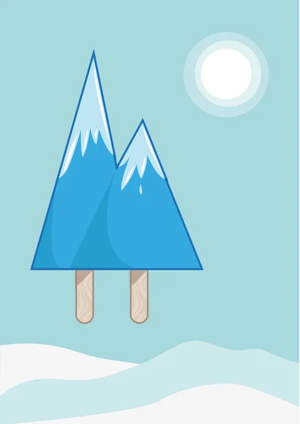 Mountain Peaks en pop glacée ou bloc de glace. Clip Art modifiable . — Image vectorielle