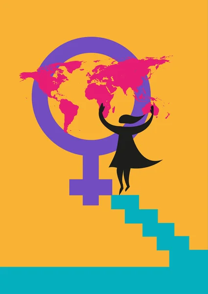 Nemzetközi nőnap nap kép vagy jogok nők koncepcióról. Szerkeszthető ClipArt. — Stock Vector