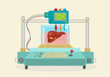 3d Biyoyazıcı. İnsan Organları çoğaltıldı. Eps10 düz vektör. 