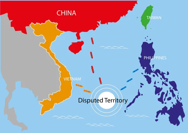 Filipinler, Çin ve Vietnam bölgesinde Tartışmalı Toprakları. Kullanılabilir Küçük Resim.
