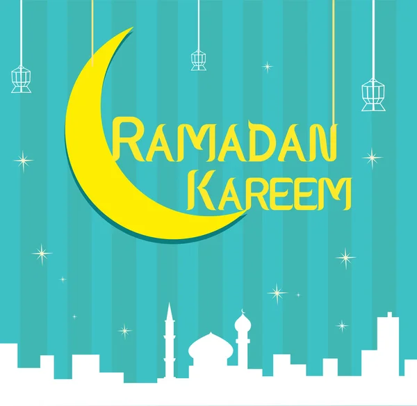 Ramadan islamiska festivalen Holiday. Grön och gul platta konstverk. Redigerbara ClipArt. — Stock vektor