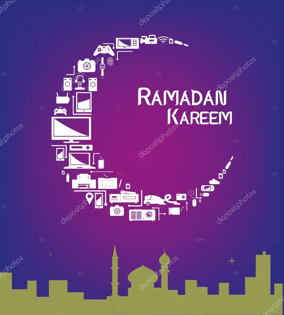 Ramadan Moon made of Appliance Flat Artwork  for Seasonal sale or Electronic Mall store design concepts.