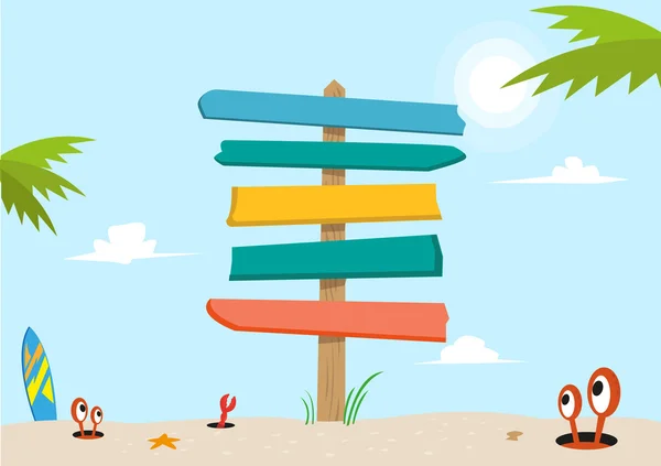 Letrero en un concepto de playa. Clip de arte editable . — Vector de stock