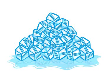 Ice Cubes melting. Solid to liquid phase. Editable Clip Art. clipart