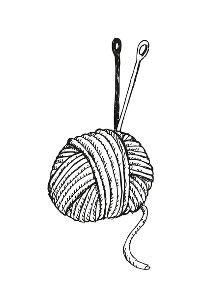 Knitting zarys Doodle styl ilustracja. Edytowalne clip art. — Wektor stockowy