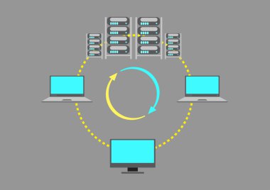 Sunucu Çiftliği veya Web Veri merkezi kavramı. Kullanılabilir Küçük Resim.