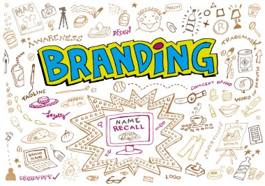 Doodle El Çizimleri Markalaşma. Vektör İllüstrasyon. Kullanılabilir Küçük Resim.