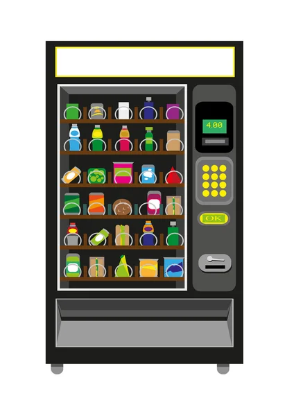 Vending Machine Black color. Isolated on white background. Editable Clip Art. — Stock Vector