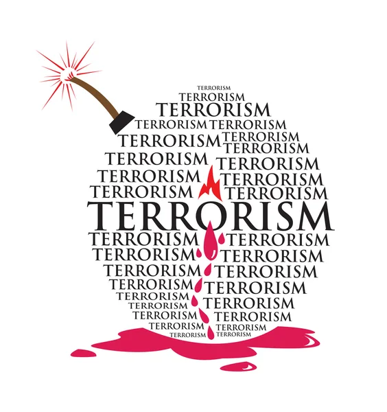 Een verlichte dynamiet bom klaar om te exploderen met bloed oozing. Begrip "terrorisme". Bewerkbare clip art. — Stockvector