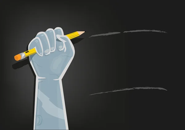 Fist on Air with Pencil with empty space on black background. Editable Clip Art. Royalty Free Stock Illustrations