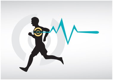 Çalışan Adam Heartbeat Monitör Vektör. Kullanılabilir Küçük Resim.