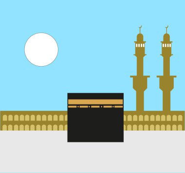 Mekke'deki İslam Kutsal Kâbesi. Eps10 Editable Clip Art.