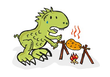 Dinozor barbekü karalama sanat pişirir. Eps10 Editable Clip Art. 