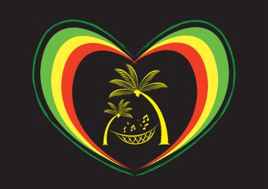 Reggae Kalp ve Palm Trees Musical Notile. Kullanılabilir Küçük Resim.
